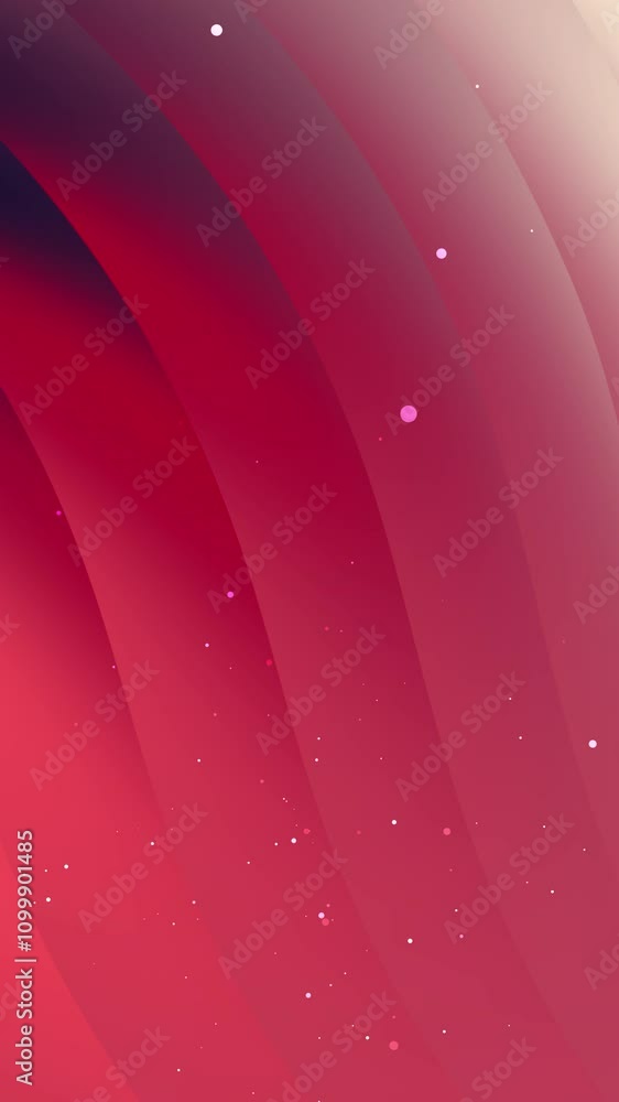 Poster curved lines on a red background with small white circles. suitable for dynamic, modern, abstract de