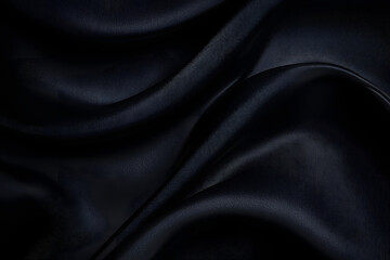 Obraz premium Abstract black background. Black silk satin texture background. Beautiful soft folds on the fabric. Black elegant background with copy space for your design.
