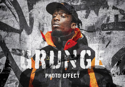 Grunge Graffiti Overlay Photo Effect Mockup