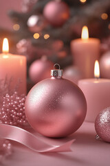 Obraz premium Pink bauble and christmas decoration