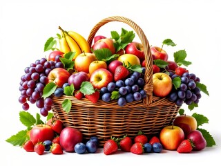 Ripe fruit overflowing, deep focus on juicy bounty.