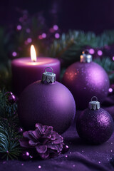 Obraz premium Purple bauble and christmas decoration
