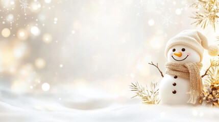 Obraz premium christmas background with cute funny laughing snowman
