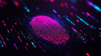 futuristic digital fingerprint with vibrant colors and security layers