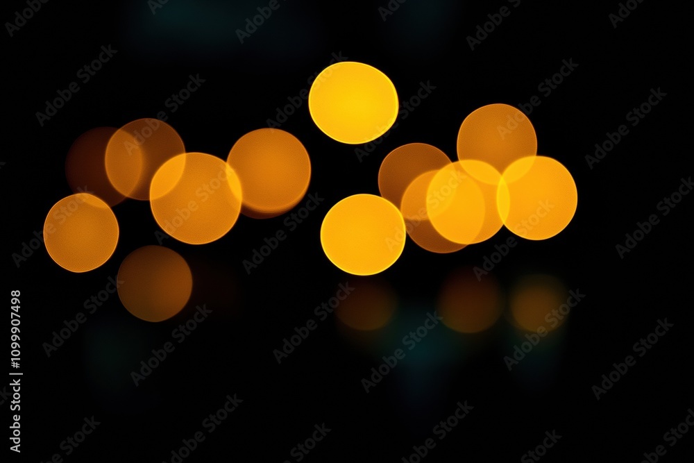 Poster abstract golden bokeh lights on a dark background for creative compositions.