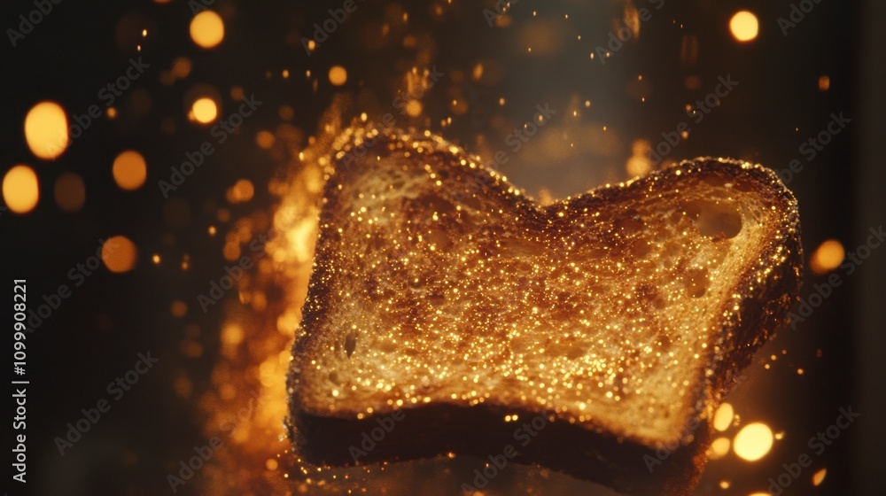 Poster sparkling toast with golden glitter and bokeh effect background