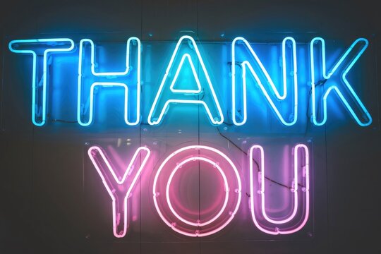 Neon thank you sign expressing gratitude