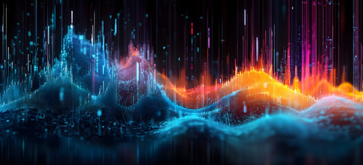Obraz premium New age of data visualization. Data science and visual management design concept. Abstract background. Hand edited,&nbsp;