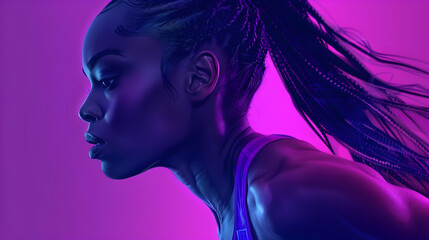 Dynamic Purple Neon Illustration of a Woman