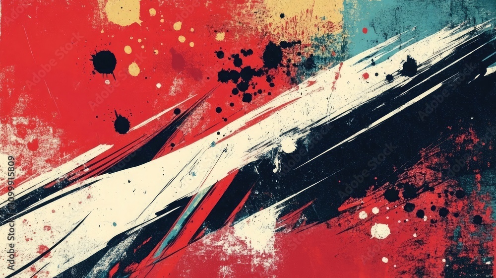 Poster panoramic red abstract texture with distressed grunge elements for background