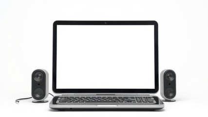 Fototapeta premium Laptop mock up with clear screen on white background, mockup, design