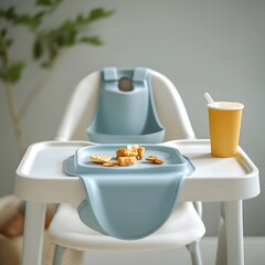 Toddler Enjoying A Healthy Meal In A Modern High Chair At Home