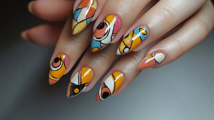 Obraz premium Artistic Elegance: Modern and Creative Nail Art Designs
