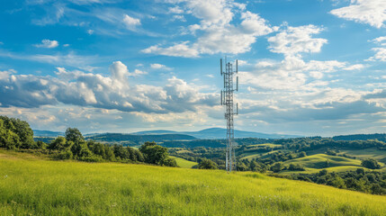 A rural tech solution startup providing a demonstration of reliable internet infrastructure in a scenic countryside setting