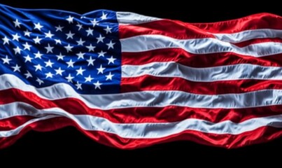 Fototapeta premium Close up studio shot of United States flag in high definition detail, USA