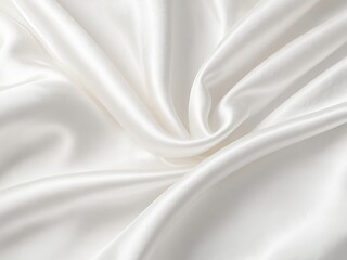 Fototapeta premium White silk satin fabric with softly wrinkled waves. Luxury white background