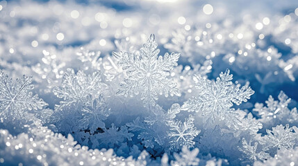 close up of snowflake structure and natural, Wallpaper christmas celebration background.