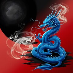 Obraz premium Azure Dragon: A Mythical Creature of Power and Wisdom