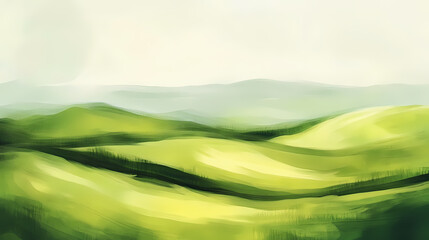 Obraz premium Abstract green landscape wallpaper background illustration design with hills and mountains. Nature. Illustration