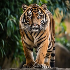Obraz premium Sumatran tiger beautiful and powerful animal his potrait