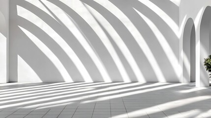 Fototapeta premium Architectural White Structure with Abstract Shadows Creating a Minimalist,Contemporary Design