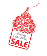 artistic creative red christmas tag.eps