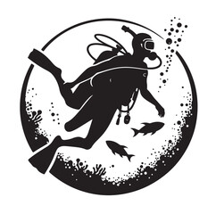 Obraz premium Scuba diving silhouettes. vector illustration