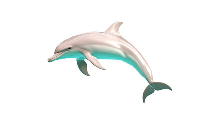 Fototapeta premium sleek dolphin gracefully swimming in clear water, showcasing its smooth, shiny skin and streamlined body. dolphin playful nature is evident as it glides effortlessly through ocean
