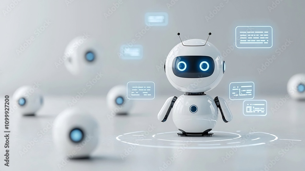Leinwandbilder Efficient 3D Search Engine Robot Organizing Floating Data Results into Categorized Structures Symbolizing Effective Information Management and Optimization
