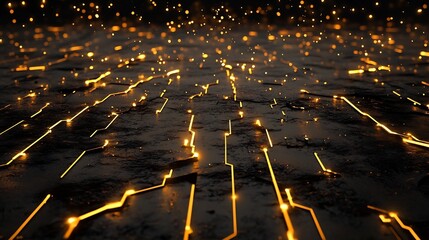 Fototapeta premium Futuristic Glowing Circuit Design Over Dark Abstract Surface