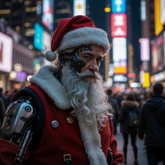 Robot Santa Claus on the Times Square