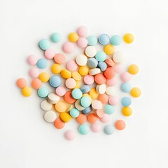 Obraz premium A small pile of colorful pills in white background