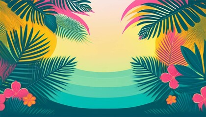 Obraz premium tropical theme with palm leaf design for a fresh getaway vibe illustration