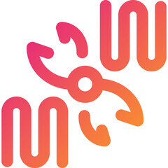 Colorful abstract design featuring curved lines and shapes representing connectivity and movement in a dynamic pattern