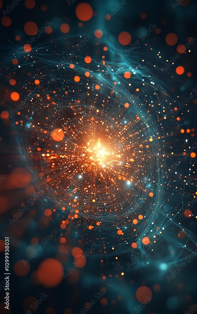 Poster a captivating abstract representation of energy and light in a cosmic setting, showcasing vibrant co
