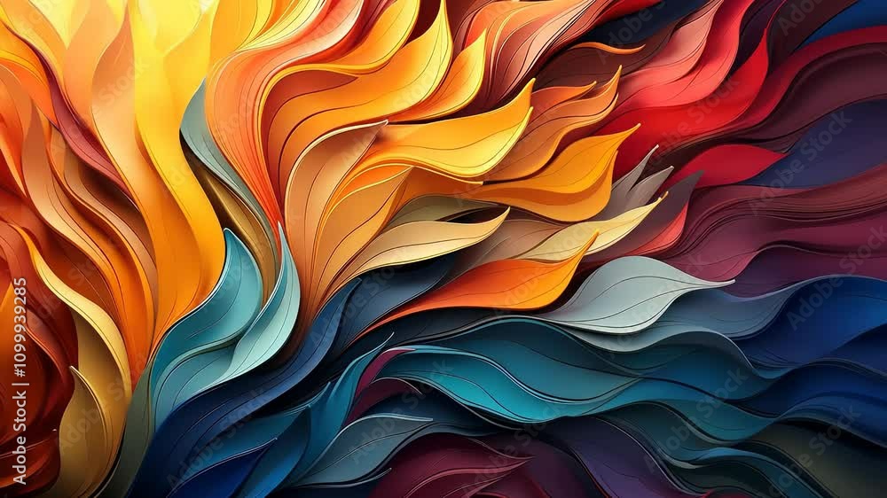 Poster vibrant abstract waves unfold in dynamic colorful layers