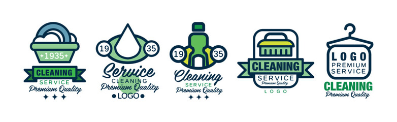 Cleaning Service Premium Quality Logo and Label Design Vector Set