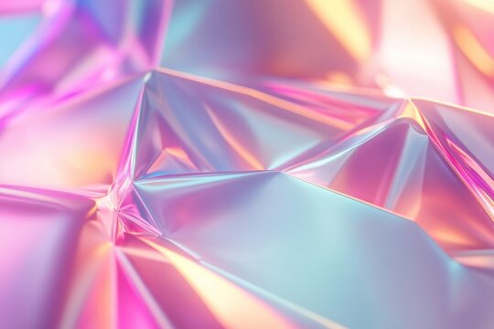 abstract futuristic background with smooth folded multicolored metallic surface