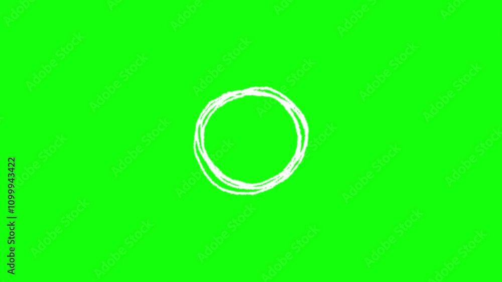 Poster hand drawn scribble circle animation with alpha matte isolated on transparent background.