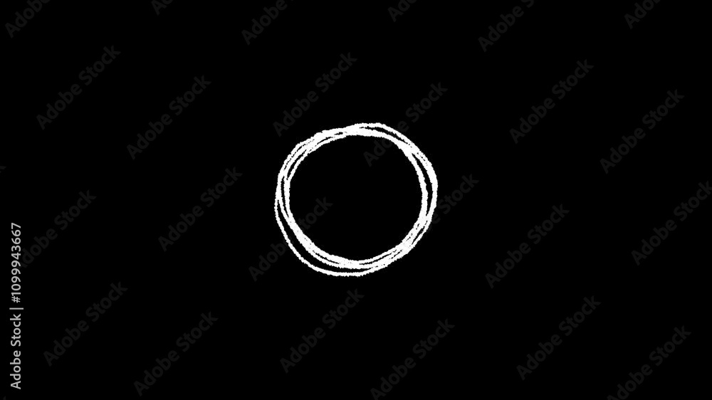 Poster hand drawn scribble circle animation with alpha matte isolated on transparent background.