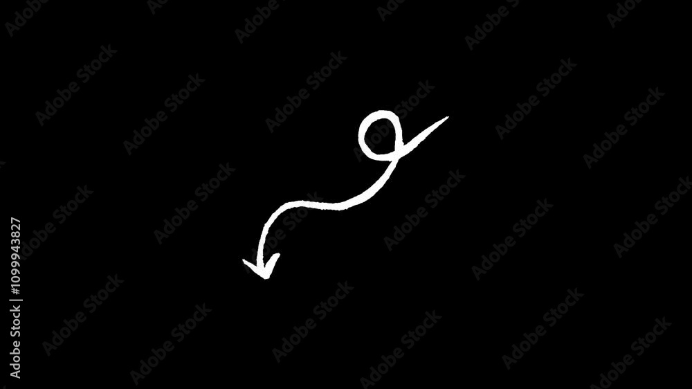 Poster hand drawn arrows icon animation on transparent background. curve arrow icon. arrow, cursor icon.