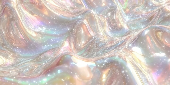 artistic representation of a long flowing sound wave, holographic shapes and curved planes