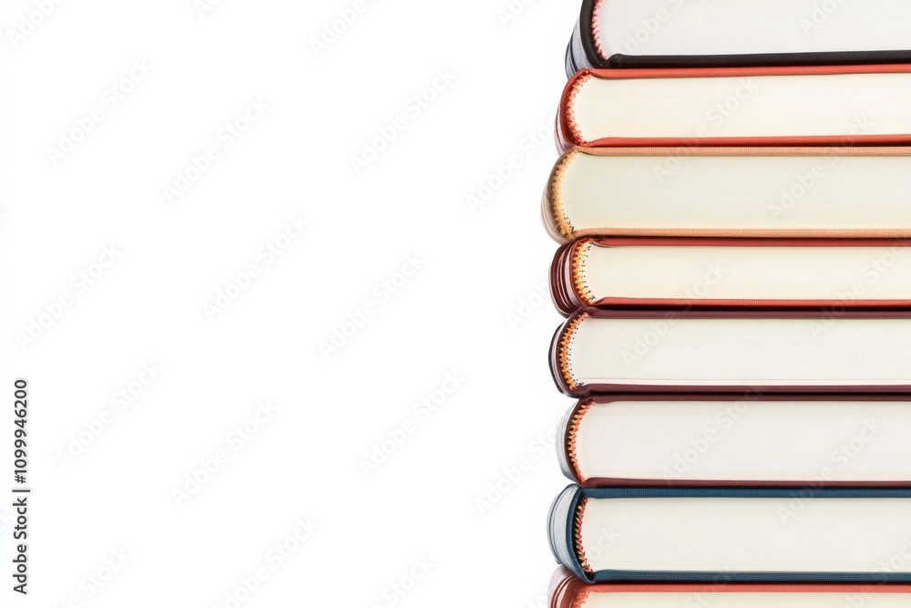 Leinwandbilder a collection of books with diverse genres neatly arranged on a white surface, creating an inviting a