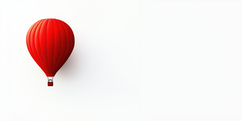 Fototapeta premium Minimalist red hot air balloon against white background with shadow