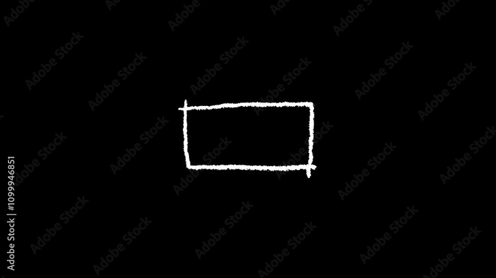 Poster empty narrow rectangle hand drawn against transparent background in loop stop motion animation. scri