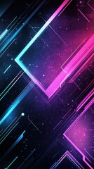 Obraz premium Abstract Neon Lines and Geometric Shapes on Dark Background