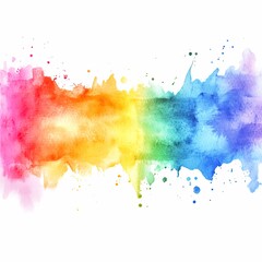 Rainbow watercolor banner background on white. Pure vibrant watercolor colors. Creative paint gradients, fluids, splashes, spray and stains