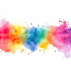 Fototapeta premium Rainbow watercolor banner background on white. Pure vibrant watercolor colors. Creative paint gradients, fluids, splashes, spray and stains