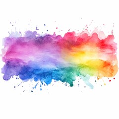 Fototapeta premium Rainbow watercolor banner background on white. Pure vibrant watercolor colors. Creative paint gradients, fluids, splashes, spray and stains