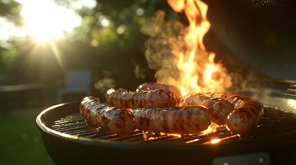 The sausages grilling on the stove are the most delicious.